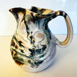 Garnier Handmade Pottery 5.5" H Glazed Stoneware Pitcher with Handle Studio Art